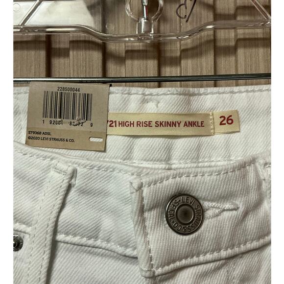 Levi’s 721 High Rise Skinny Ankle Jeans White Size W26 - Picture 3 of 6